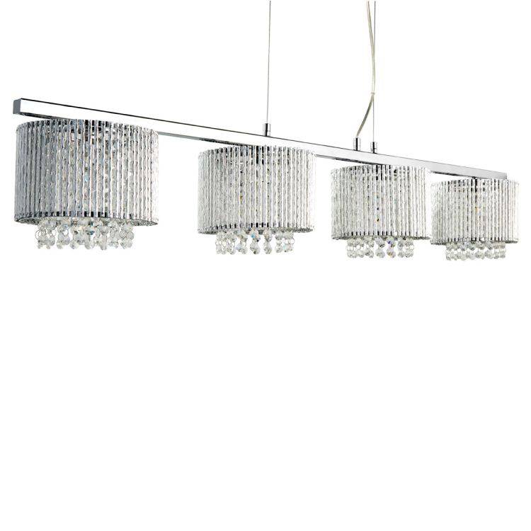 Searchlight 4 Light Ceiling Bar Crystal Drops Trim Chrome - Comet Lighting