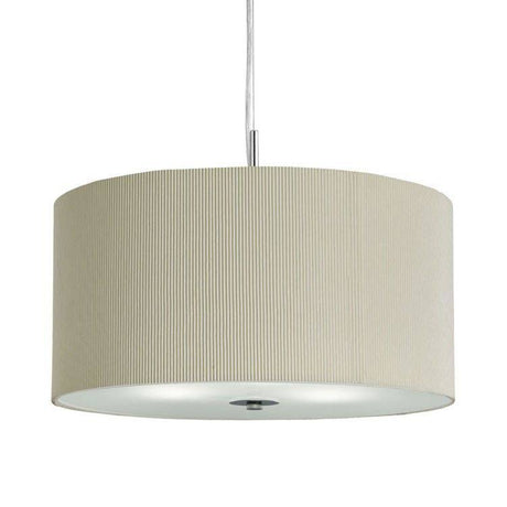 Searchlight 60cm Drum Pleat Cream 3 Light Pendant Glass Diffuser - Comet Lighting