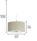 Searchlight 60cm Drum Pleat Cream 3 Light Pendant Glass Diffuser - Comet Lighting