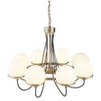 Searchlight 8 Light Ceiling Brass White Glass Shades - Comet Lighting