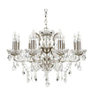 Searchlight 8 Light Chandelier Crystal Drops & Trim Silver - Comet Lighting