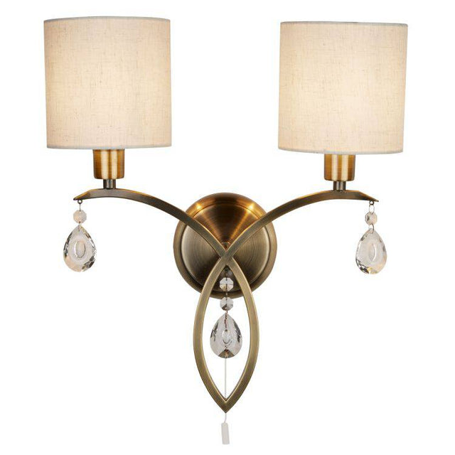 Searchlight Alberto 2 Light Wall Bracket Brass Shades - Comet Lighting