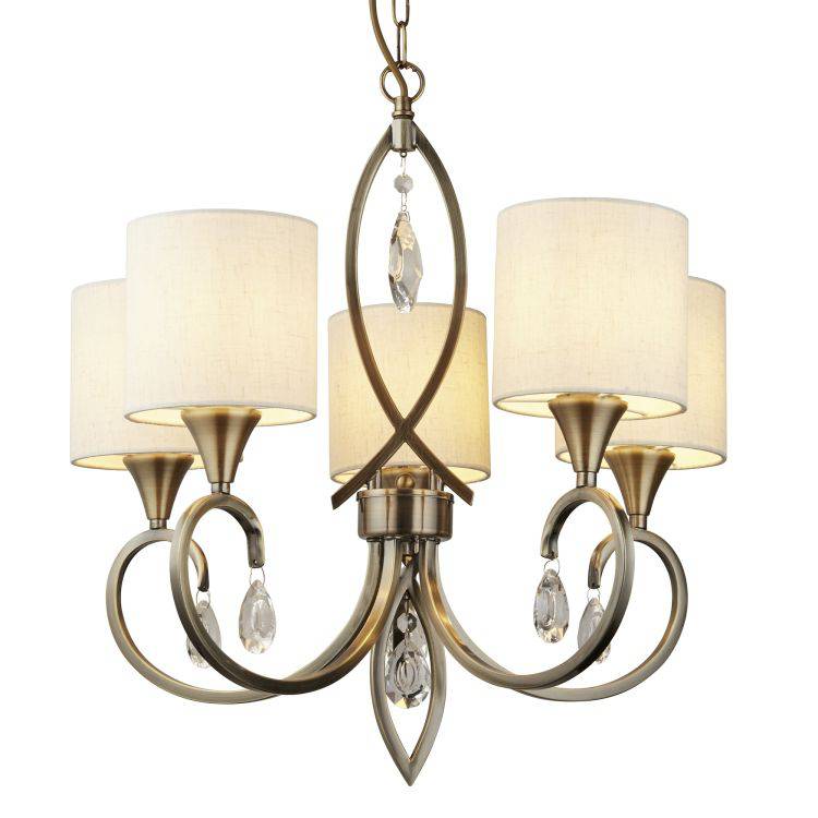 Searchlight Alberto 5 Light Pendant Brass Drop Shades - Comet Lighting