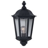 Searchlight Alex Black Half Outdoor Wall Light Glass - Comet Lighting