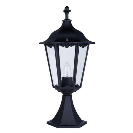 Searchlight Alex Black Outdoor Pedestal Lamp Glass - Comet Lighting