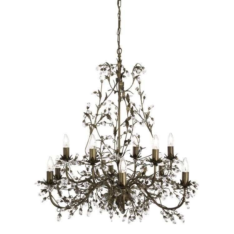 Searchlight Almandite Brown Gold 12 Light Chandelier Crystal - Comet Lighting