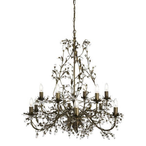 Searchlight Almandite Brown Gold 12 Light Chandelier Crystal - Comet Lighting