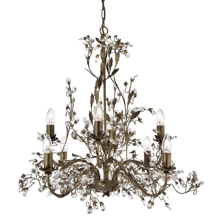 Searchlight Almandite Brown Gold 8 Light Chandelier Crystal - Comet Lighting