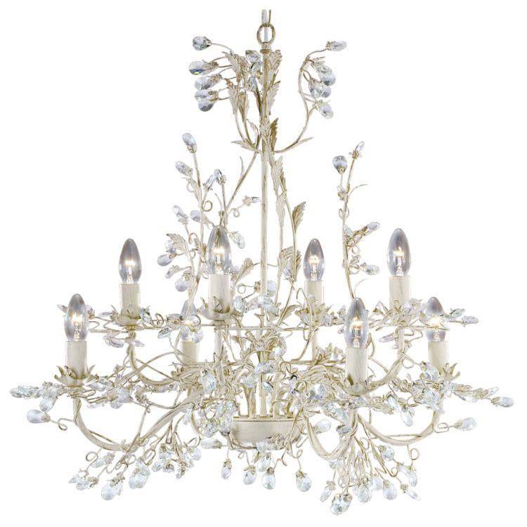 Searchlight Almandite Cream Gold 8 Light Chandelier Crystal - Comet Lighting