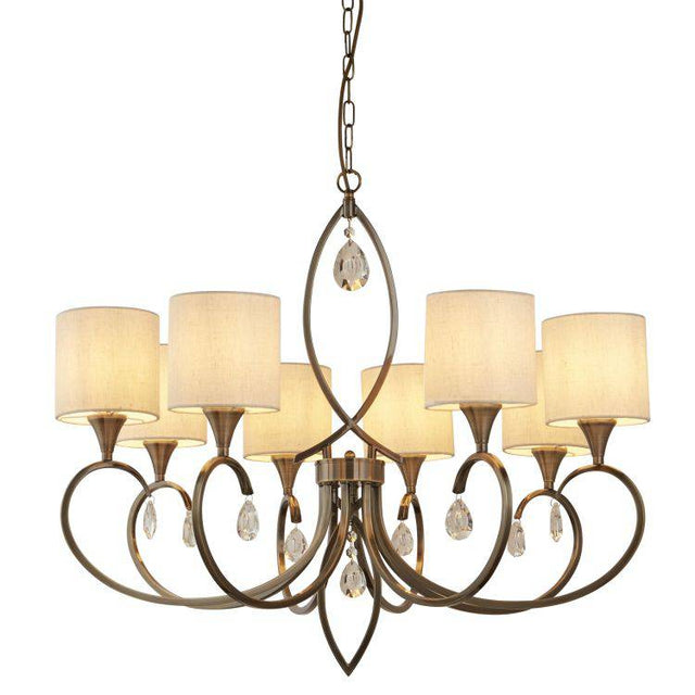 Searchlight Amberto 8 Light Pendant Brass Shades - Comet Lighting