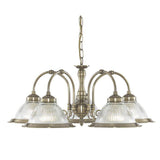 Searchlight American Diner Brass 5 Light Fitting Glass - Comet Lighting