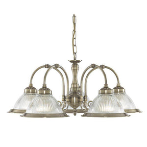 Searchlight American Diner Brass 5 Light Fitting Glass - Comet Lighting