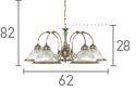 Searchlight American Diner Brass 5 Light Fitting Glass - Comet Lighting