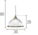 Searchlight American Diner Brass Pendant Ribbed Glass - Comet Lighting