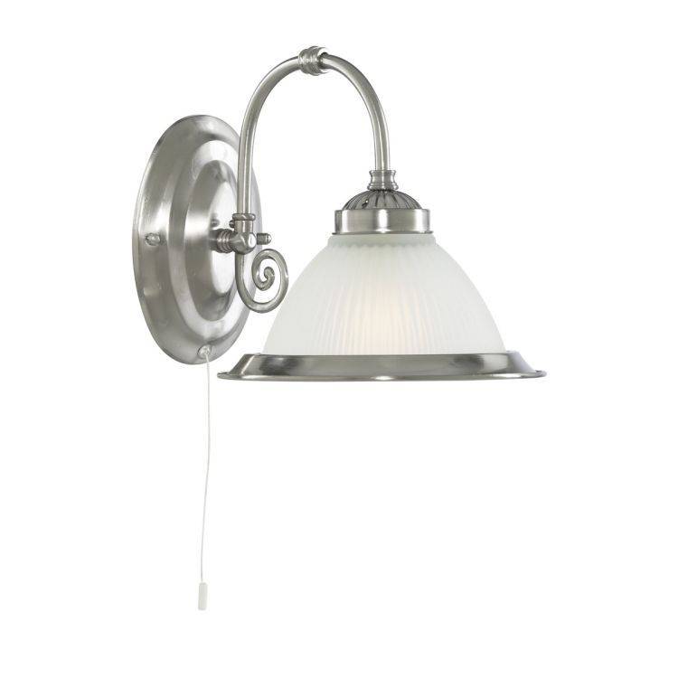 Searchlight American Diner Silver Wall Light Ribbed Glass - Comet Lighting