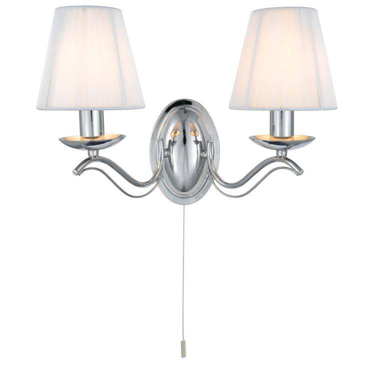 Searchlight Andretti Chrome Wall Light White Shades - Comet Lighting