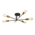 Searchlight Armstrong 6Lt Ceiling Light Black And Satin Brass - Comet Lighting