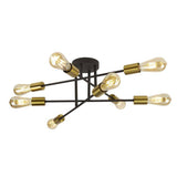 Searchlight Armstrong 8Lt Ceiling Light Black And Satin Brass - Comet Lighting