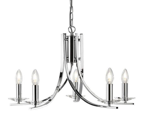 Searchlight Ascona Chrome 5 Light Fitting Glass Sconces - Comet Lighting