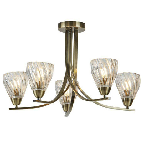 Searchlight Ascona II - 5 Light Ceiling Brass Twist Frame - Comet Lighting