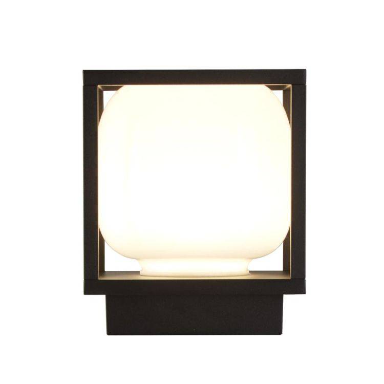 Searchlight Athens LED Outdoor Light - Black with Opal Shade - Comet Lighting