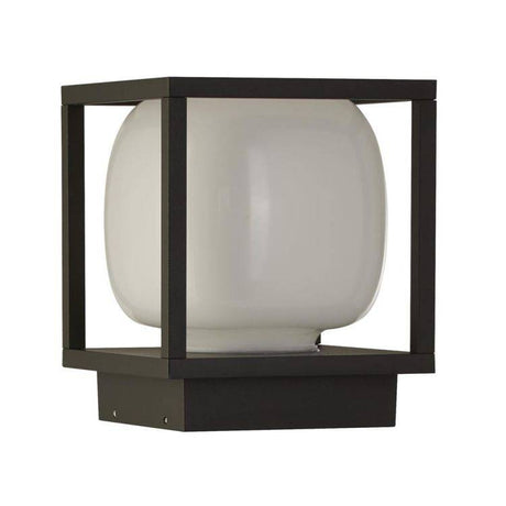 Searchlight Athens LED Outdoor Light - Black with Opal Shade - Comet Lighting