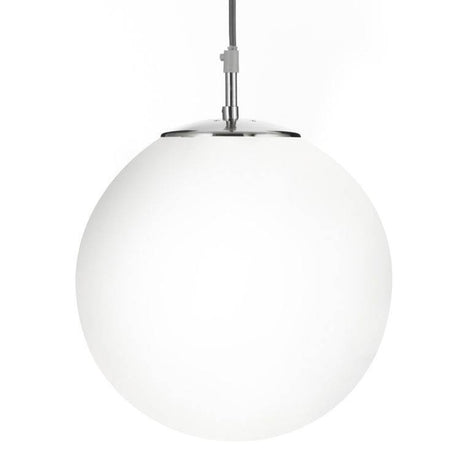 Searchlight Atom Silver Pendant Light Opal Glass - Comet Lighting