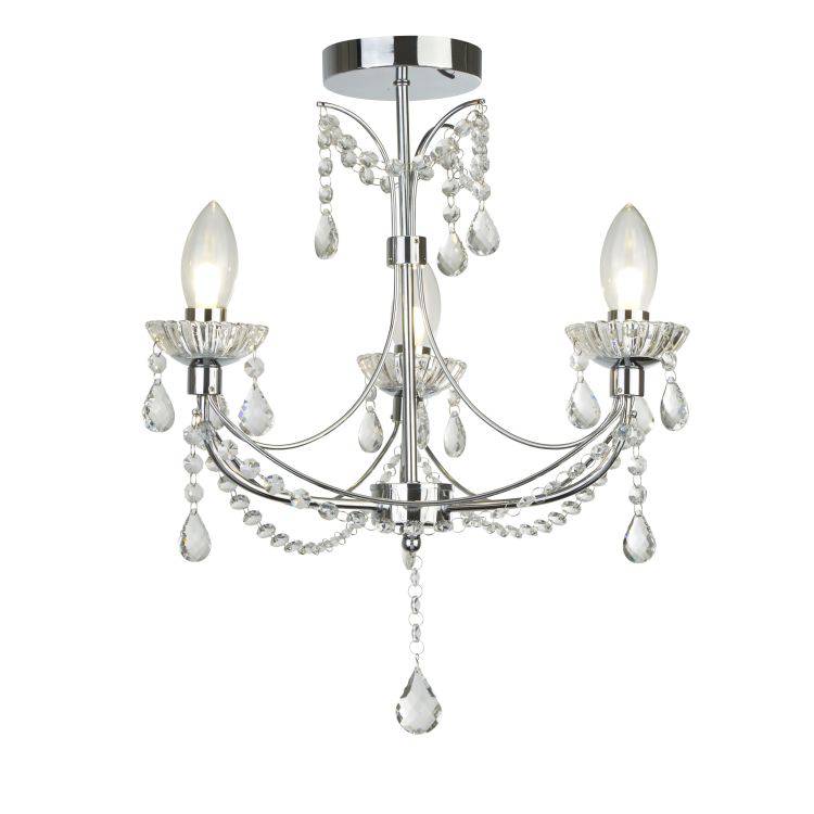 Searchlight Autumn 3Lt Bathroom Chandelier| Chrome With Crystal Glass - Comet Lighting