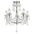 Searchlight Autumn 5Lt Bathroom Chandalier| Chrome With Crystal Glass - Comet Lighting