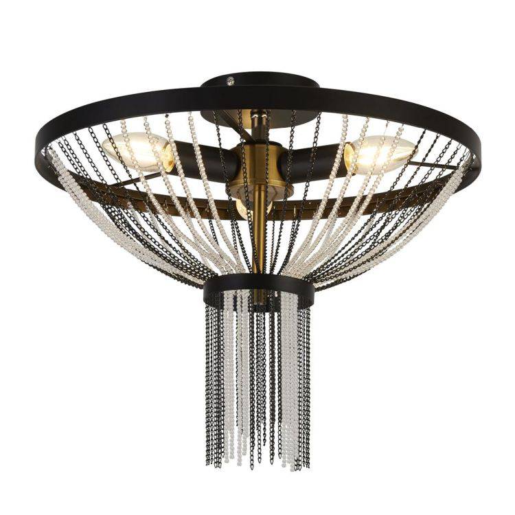 Searchlight Baguette 3Lt Ceiling Pendant - Black Metal & Satin Brass - Comet Lighting