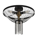 Searchlight Baguette 3Lt Ceiling Pendant - Black Metal & Satin Brass - Comet Lighting