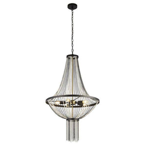 Searchlight Baguette 5Lt Ceiling Pendant - Black Metal & Satin Brass - Comet Lighting