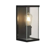 Searchlight Bakerloo Outdoor Wall Light - Dark Black Metal & Clear Glass - Comet Lighting