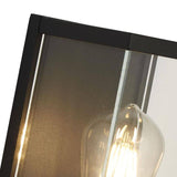 Searchlight Bakerloo Outdoor Wall Light - Dark Black Metal & Clear Glass - Comet Lighting