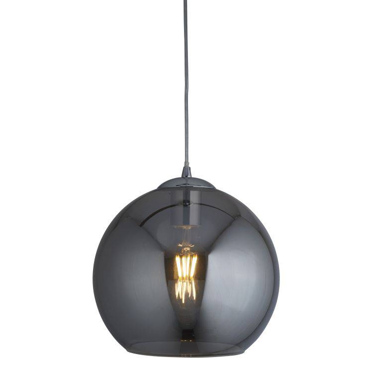 Searchlight Balls 1-Light Round Pendant| Smoked Glass| Chrome - Comet Lighting