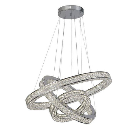 Searchlight Bands 3Lt LED Ceiling Pendant - Chrome & Crystal - Comet Lighting