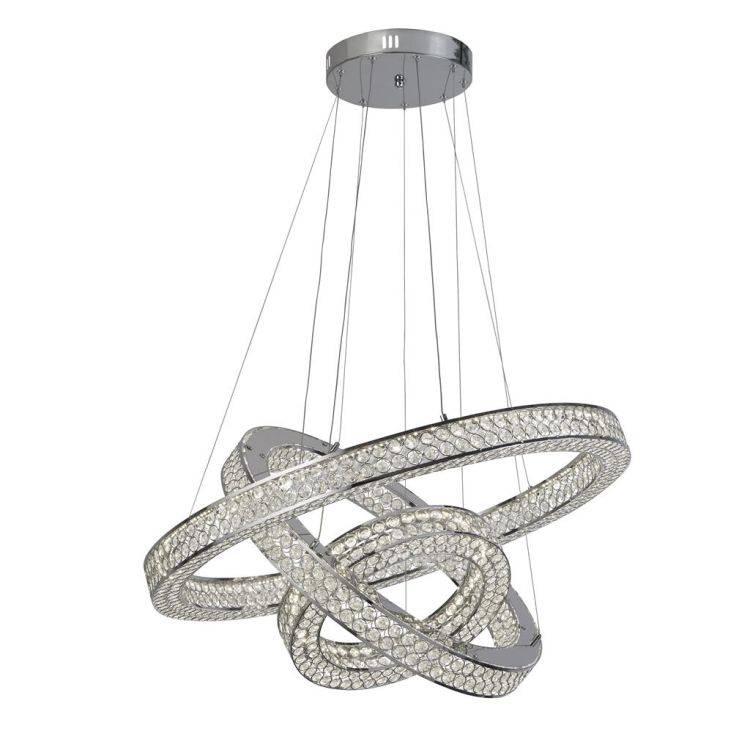 Searchlight Bands 3Lt LED Ceiling Pendant - Chrome & Crystal - Comet Lighting