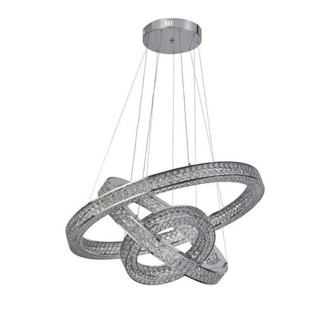 Searchlight Bands 3Lt LED Ceiling Pendant - Chrome & Crystal - Comet Lighting