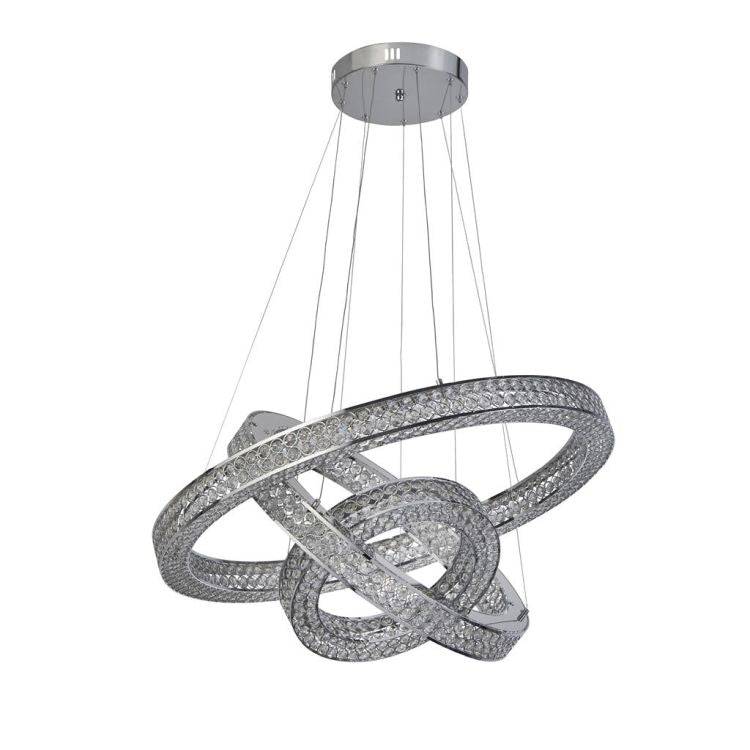 Searchlight Bands 3Lt LED Ceiling Pendant - Chrome & Crystal - Comet Lighting