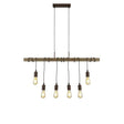 Searchlight Barn 6Lt Pendant With Wood| Brown/Black - Comet Lighting