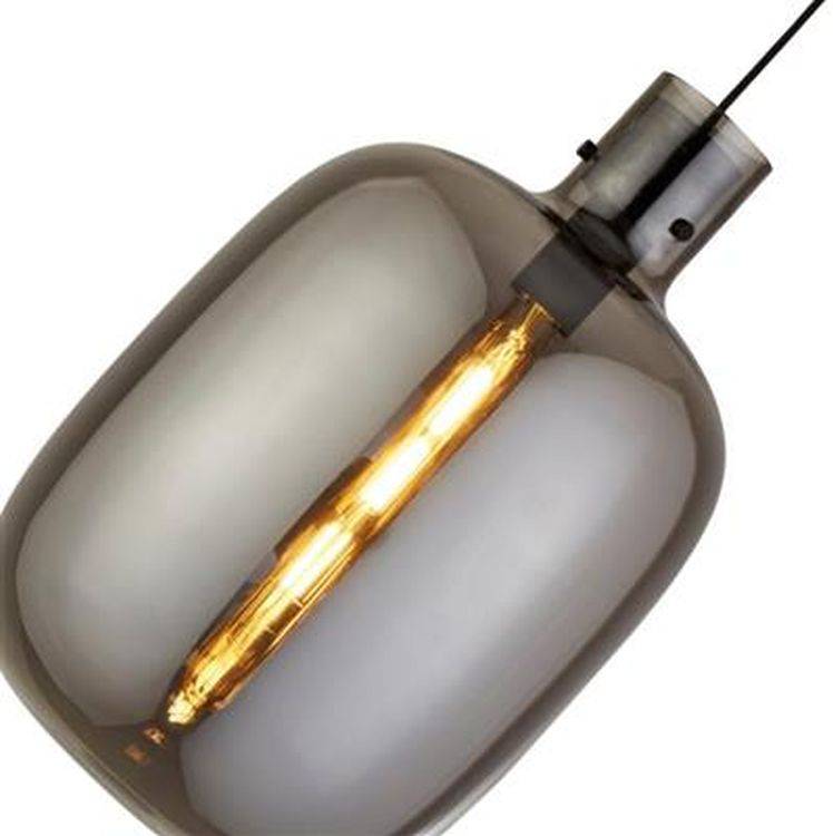 Searchlight Barrel Ceiling Pendant - Black Metal & Smoked Glass - Comet Lighting