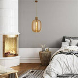 Searchlight Barrel Ceiling Pendant - Satin Brass & Amber Glass - Comet Lighting