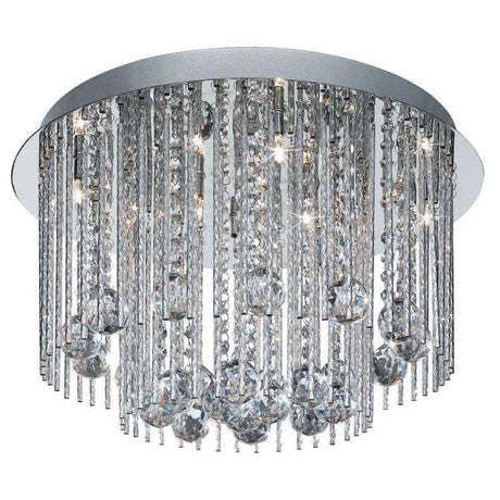 Searchlight Beatrix 8Lt Blue LED Ceiling Flush - Chrome & Crystal - Comet Lighting