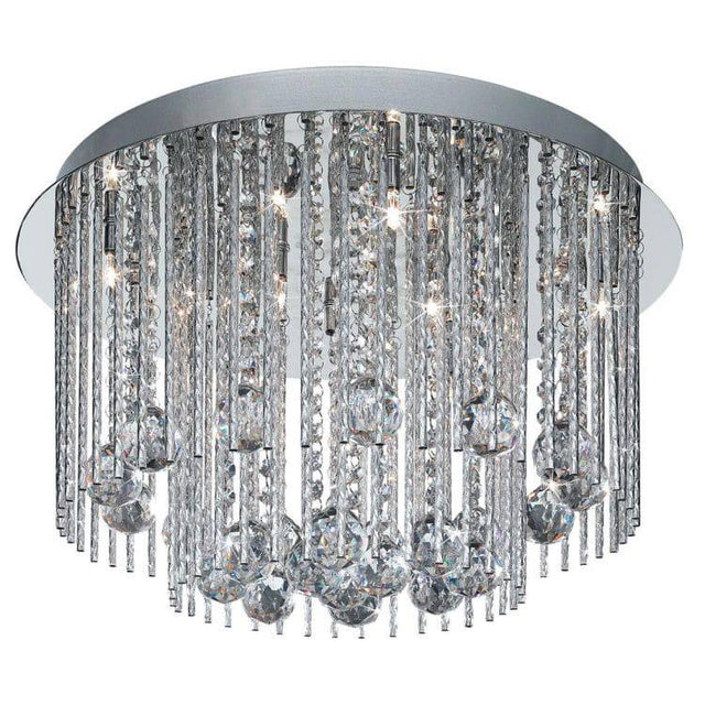Searchlight Beatrix 8Lt Blue LED Ceiling Flush - Chrome & Crystal - Comet Lighting