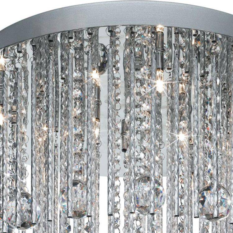 Searchlight Beatrix 8Lt Blue LED Ceiling Flush - Chrome & Crystal - Comet Lighting