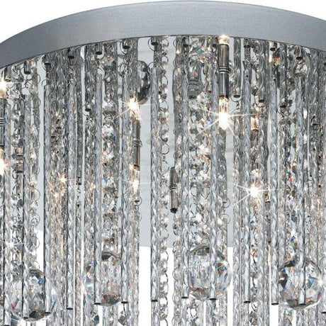 Searchlight Beatrix 8Lt Blue LED Ceiling Flush - Chrome & Crystal - Comet Lighting