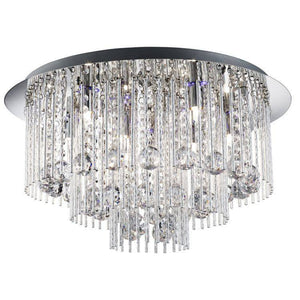 Searchlight Beatrix Chrome Blue Ceiling Light Crystal Drops - Comet Lighting