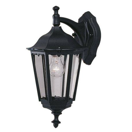 Searchlight Bel Aire Black Outdoor Wall Downlight Glass - Comet Lighting