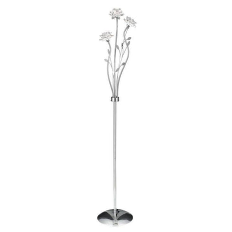 Searchlight Bellis Chrome 3 Light Floor Lamp Flower Glass - Comet Lighting