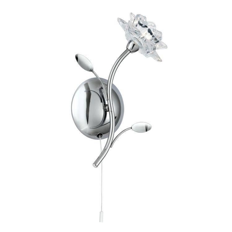 Searchlight Bellis Chrome Wall Light Flower Glass - Comet Lighting